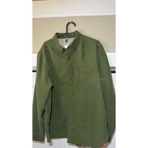 The North Face Shirt Mens Medium Green Button Down Adjustable Sleeves Hiking